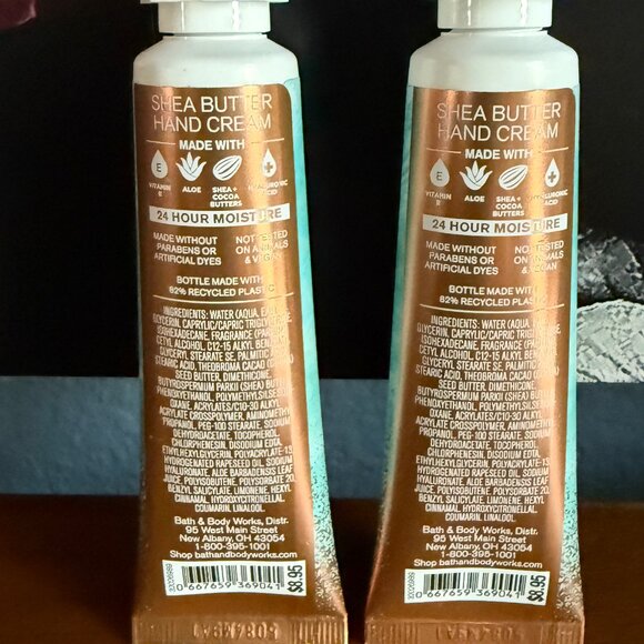 NEW 2-Pc AT THE BEACH Shea Butter Hand Cream 1oz Each Bath & Body Works - Picture 2 of 3